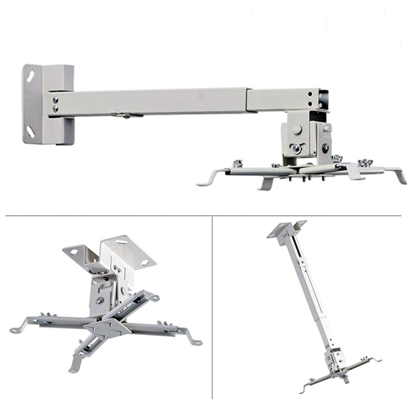 Universel Support de Plafond pour projecteur inclinable +- 25 °, pré-installé, jusqu'à 20 kg capacité 150mm - 650mm, Blanc