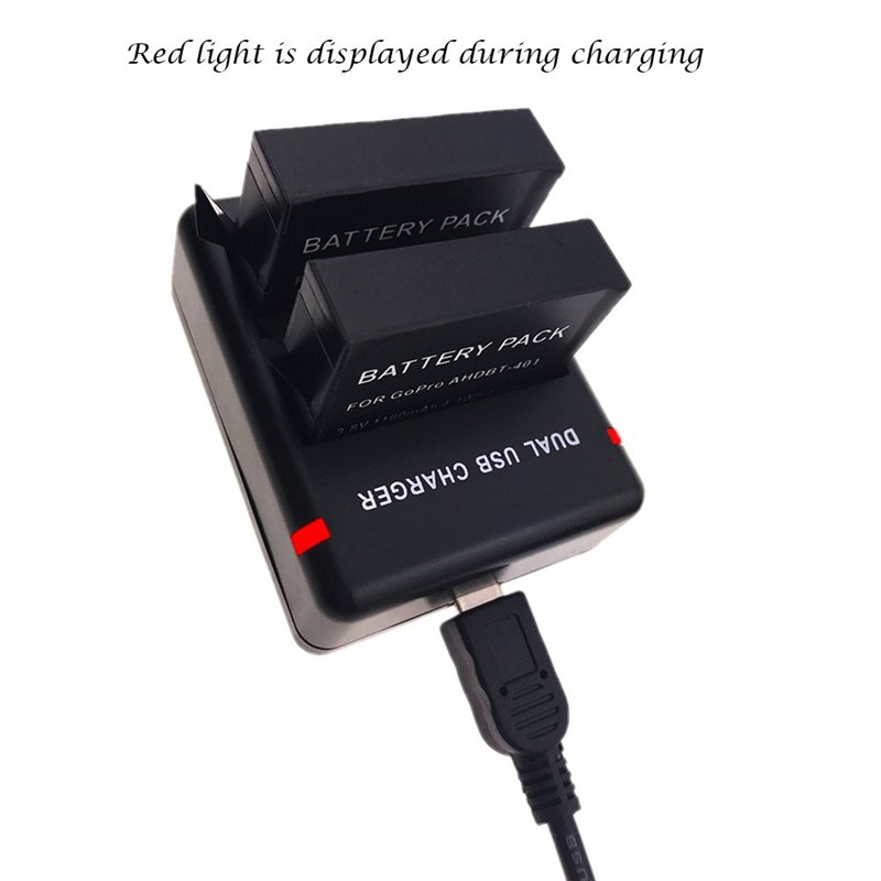 Image secondaire de Suptig Lot de 2 Batteries et Chargeur Daul pour GoPro HERO4 Black/Gopro HERO4 Silver et Gopro AHDBT-401