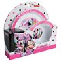 FUN HOUSE 005471 Disney Minnie Ensemble Repas Contenant 1 Assiette, 1 Bol et 1 Verre pour Enfant Polypropylène Rose 26.5x8.5x24.