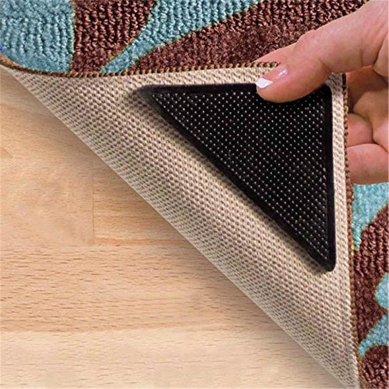 SHOP-STORY - Lot de 4 Supports Anti-Dérapants Triangle pour Tapis avec Autocollants