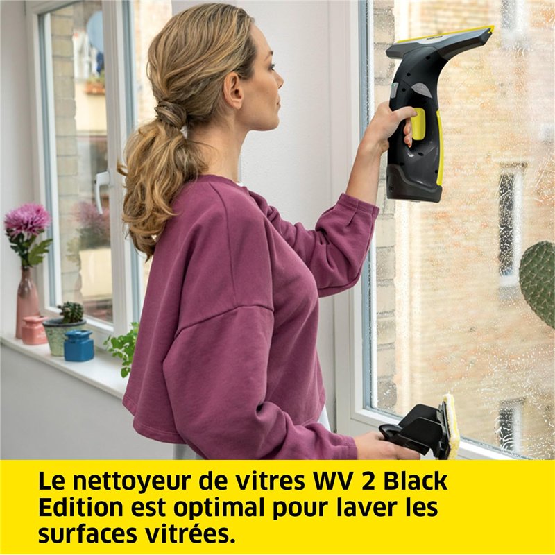 Image secondaire de Kärcher Nettoyeur de Vitres WV 2 Black Edition, Autonomie de Batterie : 35 min, Affichage LED, 2 Raclettes, Pulvérisateur avec M
