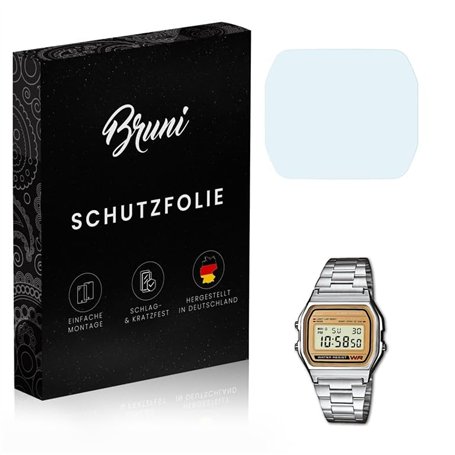 Bruni Protecteur d'écran compatible avec Casio A158WEA-9EF Film Protecteur, cristal clair Écran protecteur (2X)