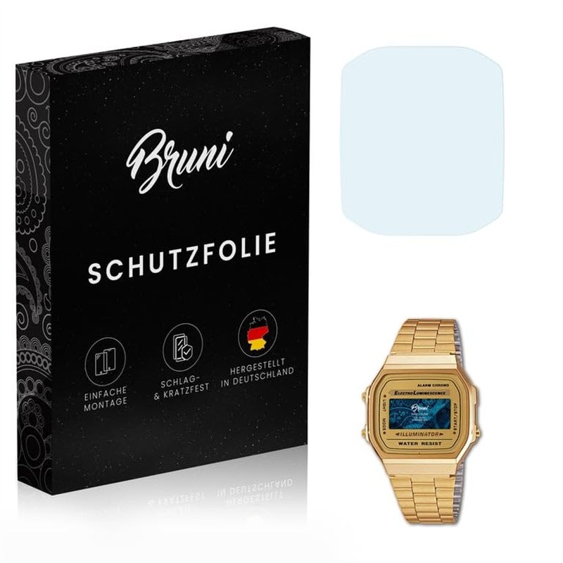 Bruni Protecteur d'écran compatible avec Casio A168WG-9EF Film Protecteur, cristal clair Écran protecteur (2X)