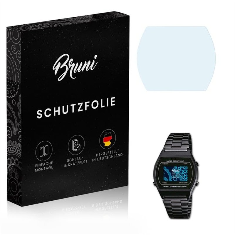 Bruni Protecteur d'écran compatible avec Casio B640WB-1BEF Film Protecteur, cristal clair Écran protecteur (2X)