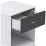 IDMarket - Lot de 2 Tables de Chevet Olga 1 tiroir avec Niche Bois Blanc et tiroir Gris