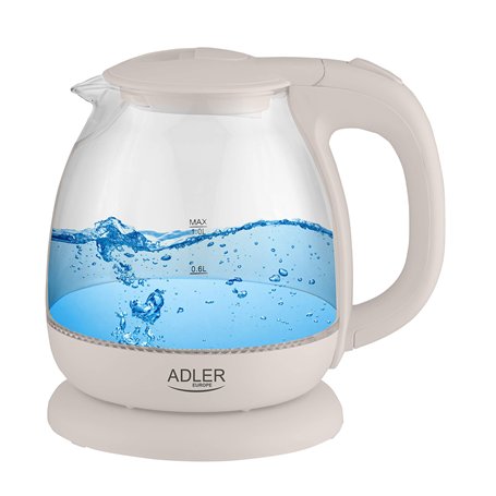 Adler AD 1238 Bouilloire électrique, Verre, 1 Liter, Beige
