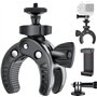 UTEBIT Support Guidon de Moto Vélo pour GoPro, 360° Rotatif Fixation Montage Support avec Support Telephone, Fixation Camera Cla