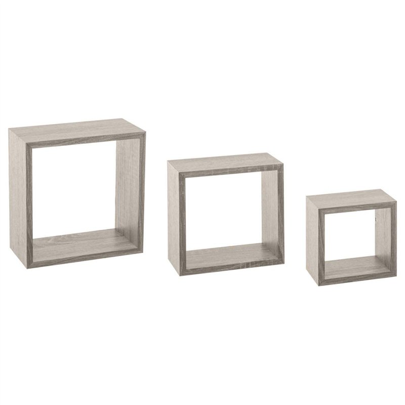 5 five simply smart 3 Petites étagères murales Cube Effet chêne Gris Fixy
