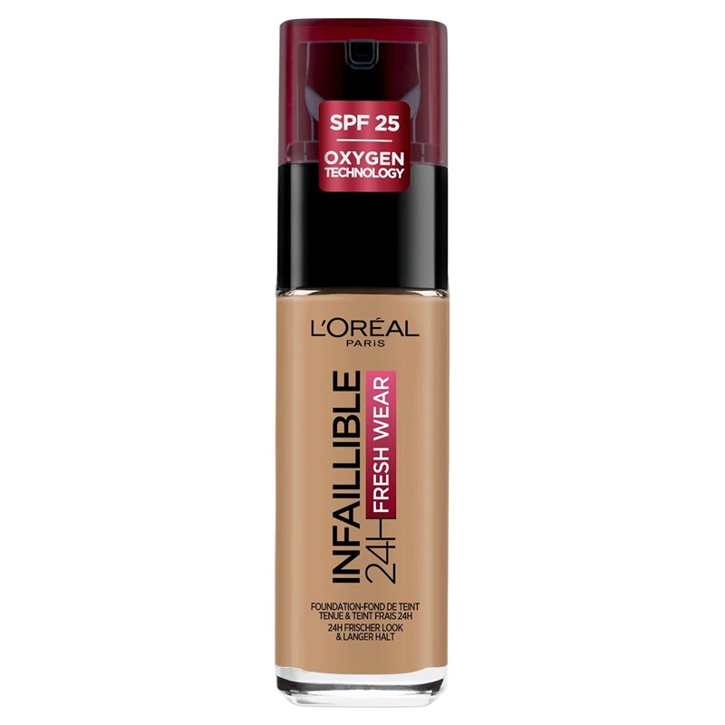 L'Oréal Paris - Fond de Teint Fluide Infaillible 24h Fresh Wear - Tous Types de Peaux - Teinte : Ambre doré (290) - 30 ml
