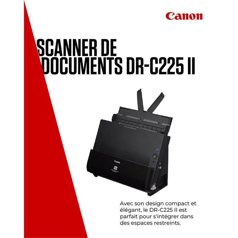 Image secondaire de Canon imageFORMULA DR-C225 II Scanner, numérisation Recto Verso, USB, pour la Maison et Le Bureau, 25 Pages/Min, Reconnaissance 
