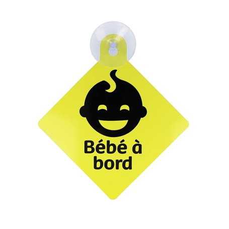 Color Pop Bébé À Bord Avec Ventouse, Jaune Réfléchissant