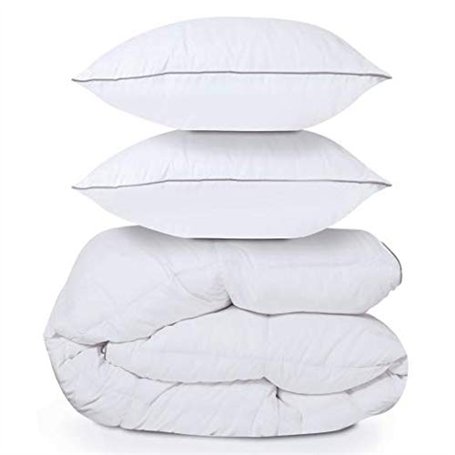 IDMarket - Couette 220x240 CM AELA en Plume d'oie Anti acarien 500 GR + 2 oreillers