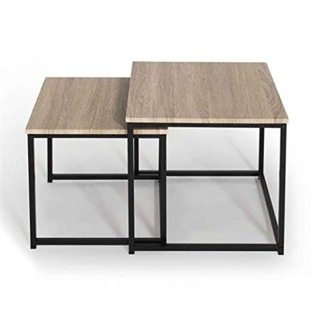IDMarket - Lot de 2 Tables Basses gigognes Detroit 40/45 Design Industriel
