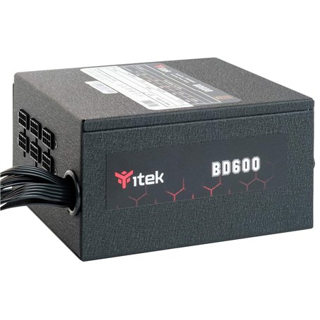 iTek Bloc d'alimentation pour PC BD600-600 W, Ventilateur HDB Hydraulic Dynamic Bearing de 12 mm, Protection PFC Active, convert