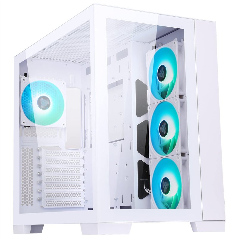 Boîtier DARK CAVE - Tour de jeu, ATX, ventilateur ARGB 4x12cm, 2xUSB3, Type-C, verre trempé latéral et panneau avant, White Edit