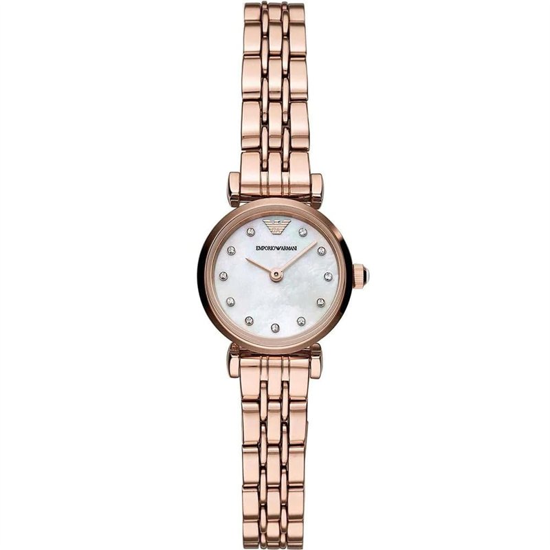 Emporio Armani Montre pour femme, mouvement à deux aiguilles, boîtier en acier inoxydable or rose de 22 mm avec bracelet en acie