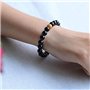 SHOP-STORY - Bracelet en Perles Naturelles Onyx Noir et Une Perle Pailletée - Bijou pour Homme et Femme