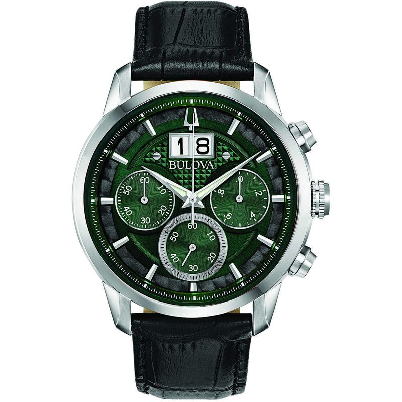 Bulova Homme Analogique-Numérique Quartz Montre avec Bracelet en Cuir