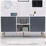 IDMarket - Buffet Bas scandinave 140 cm Effie 2 Portes Bois Blanc et Gris