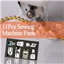 Machine à Coudre kit Pieds de Biche Multifonctionnel, 11pcs Machine à Coudre avec Pied à Pouleau, Pied à Fermeture Éclair pour M