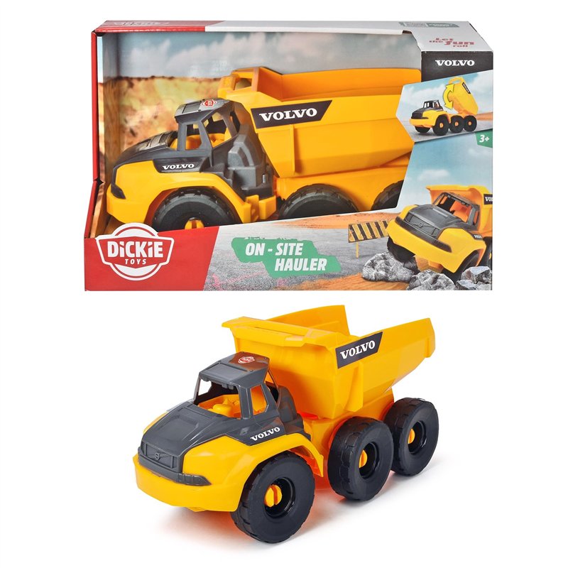 Dickie Volvo Camion Benne - 26cm - Camion de Chantier - Benne Basculante - Dès 3 Ans - 203724001 Jaune