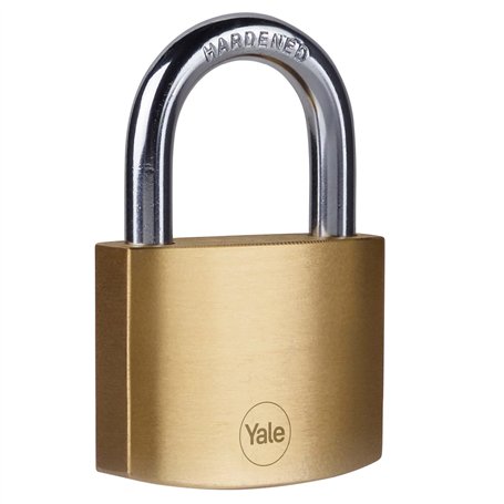 Yale Y110B/50/126/1 - Cadenas laiton 50 mm, anse acier cémenté, 3 clés - Pour Casier Scolaire Ecole, Vestiaire de Sport, Boîte à