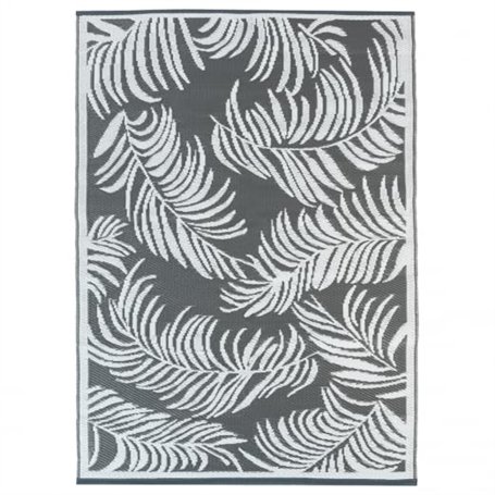 IDMarket - Tapis extérieur Coco Tropical Gris et Blanc 160 x 260 CM