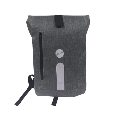 yeep.me B.140 Sac à Dos 100% étanche Gris chiné 500 Deniers avec Bande réfléchissante + Pochette Ordinateur 15'' Amovible Inclus
