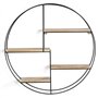 IDMarket - Etagère murale ronde LILY 4 niveaux bois et métal design industriel