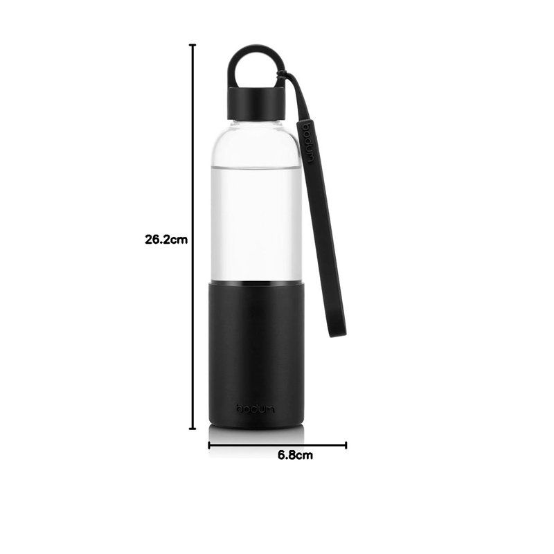 Image secondaire de Bodum 12053-01B MELIOR Gourde à emporter en verre, manchon silicone couleur, bouchon à vis, 0.5 l Noir