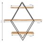 IDMarket - Etagère murale losange LILY 3 niveaux bois et métal design industriel