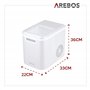 Arebos Machine à glaçons | Ice Cube Maker | 12 kg / 24 h | 10-15 minutes de production | 2 tailles de glaçons | Réservoir d'eau 