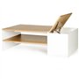 IDMarket - Table Basse Bar contemporaine rectangulaire IZIA avec Coffre Blanc et Plateaux Bois