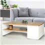 IDMarket - Table Basse Bar contemporaine rectangulaire IZIA avec Coffre Blanc et Plateaux Bois