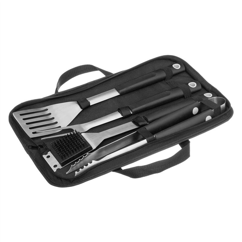 Malette 4 Ustensiles de Barbecue avec Rangement - Noir