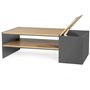 IDMarket - Table Basse Bar contemporaine rectangulaire IZIA avec Coffre Gris et Plateaux Bois