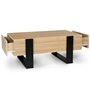IDMarket - Table Basse rectangulaire Phoenix avec tiroirs 100 cm Bois et Noir