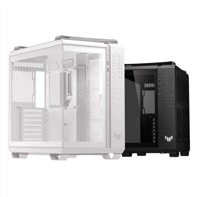 ASUS TUF Gaming GT502 Horizon Blanc ATX - Moyenne Tour (Design panoramique, Double Chambre, Zones de Refroidissement CPU et GPU)