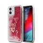 GUESS - Coque Rigide en PC/TPU Liquide pailleté avec Breloques cœurs - Framboise pour iPhone 12 Mini