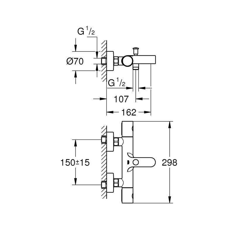 Image secondaire de Grohe Grohtherm 800 Cosmopolitan Thermostat de douche 1/2