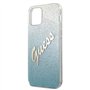Guess GUHCP12LPCUGLSBL Coque pour iPhone 12 Pro Max 6,7" Bleu pailleté Script