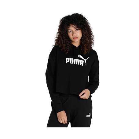 Puma Ess Cropped Logo Hoo Sweat-Shirt pour Femme, Femme, Maillot de survêtement, 586869-01, Puma Noir, S