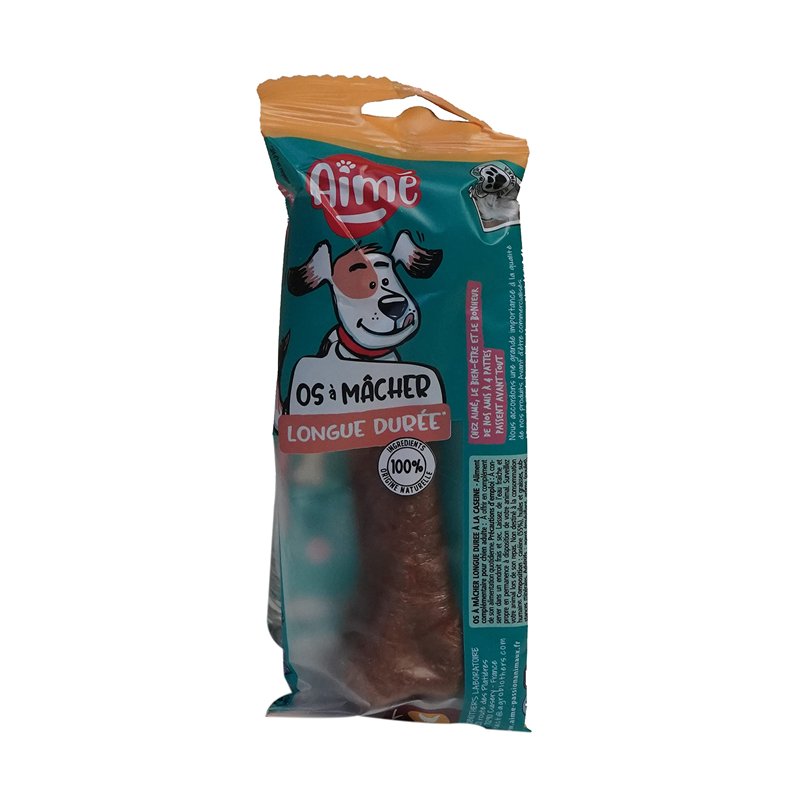 AIME Friandise pour Grand Chien, Os à Mâcher à la Caséine de Lait. Sans Céréales. Longue Durée. Goût Poulet. Taille L