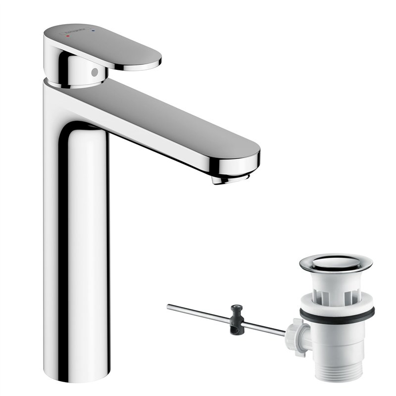 hansgrohe Vernis Blend - Mitigeur de lavabo sans tirette ni vidage, Robinet de salle de bain avec hauteur sous bec 100 mm, écono