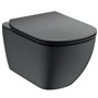 Ideal Standard Abattant WC, Lunette Toilette, Siège WC, Frein de chute Tesi T3527V3 Noir mat UltraFin Déclipsable Lunette WC Fac