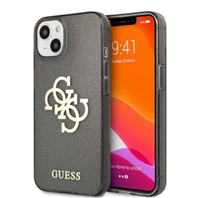 Guess GUHCP13SPCUGL4GBK Coque pour iPhone 13 Mini 5,4" Noir pailleté 4G Big Logo