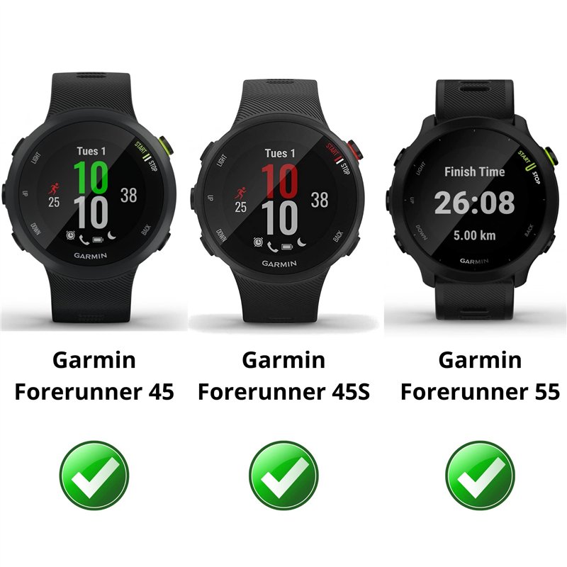 Image secondaire de PHONILLICO Verre Trempé compatible Garmin Forerunner 55 / Forerunner 45 / Forerunner 45S [Lot de 2] Film Protection Ecran Montre