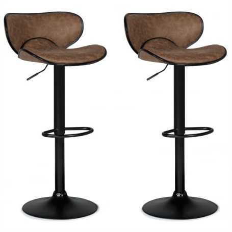 IDMarket - Lot de 2 tabourets de Bar Sam Marron Vintage
