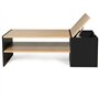 IDMarket - Table Basse Bar contemporaine rectangulaire IZIA avec Coffre Noir et Plateaux Bois