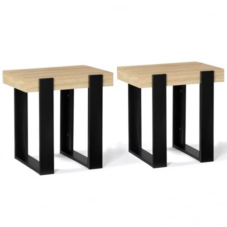 IDMarket - Lot de 2 Tables de Chevet Phoenix Tables d'appoint Bois et Noir